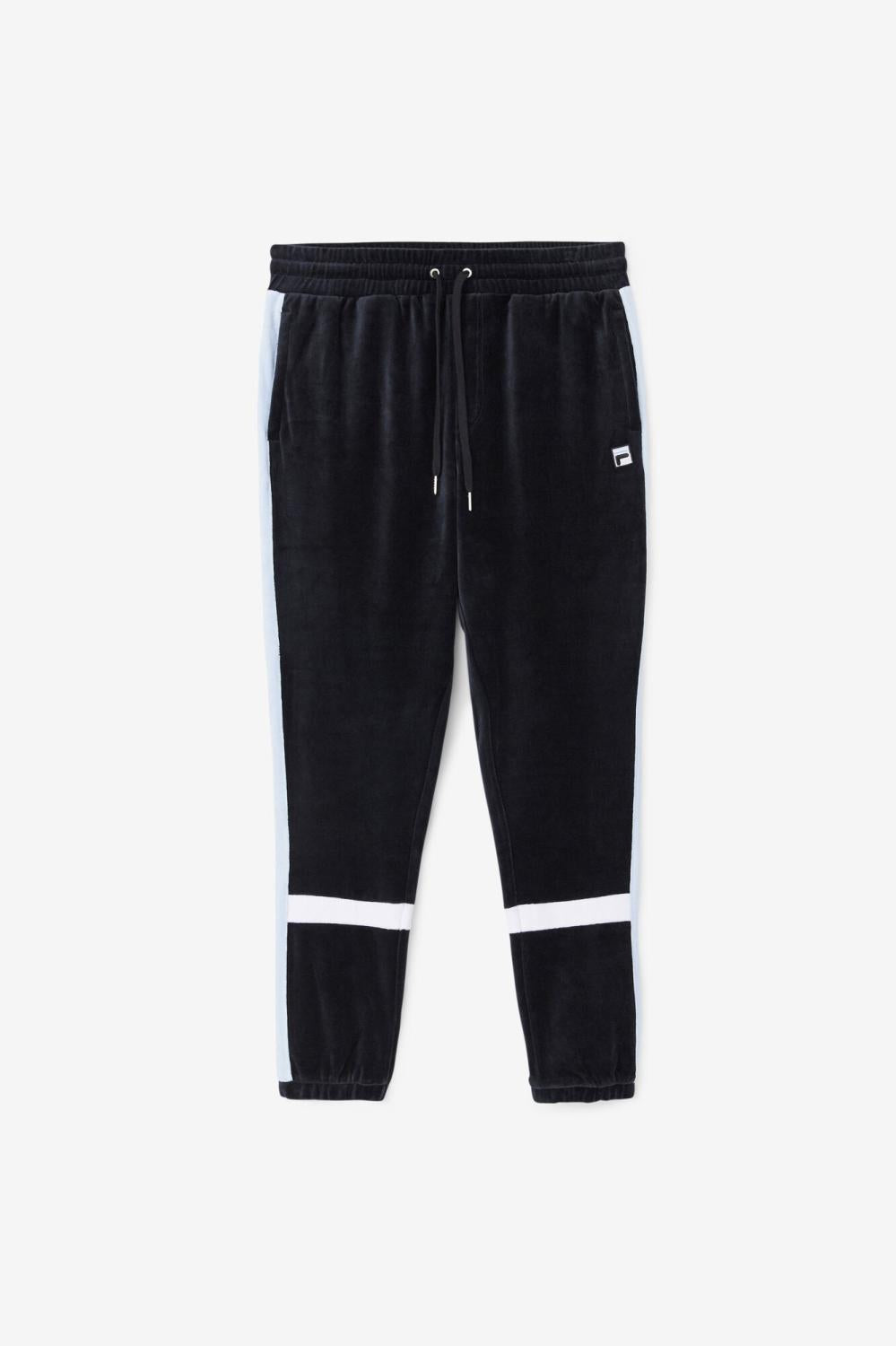 Men Pants &amp; Shorts | FILA Ravid Velour Pant 001 BLACK / SKYWAY / WHITE
