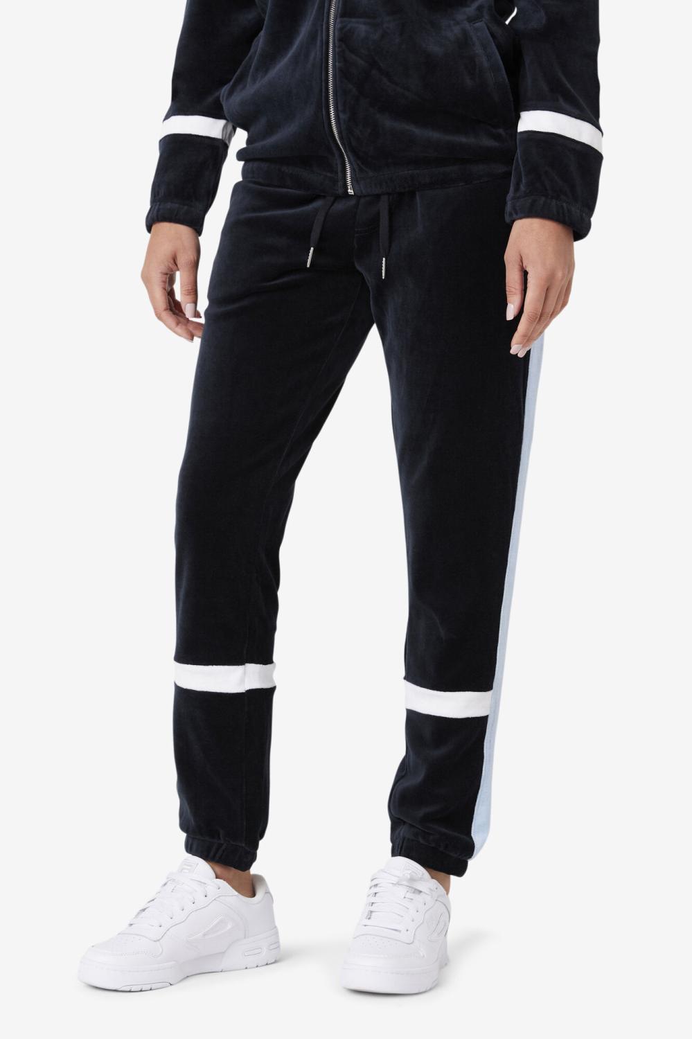 Men Pants &amp; Shorts | FILA Ravid Velour Pant 001 BLACK / SKYWAY / WHITE