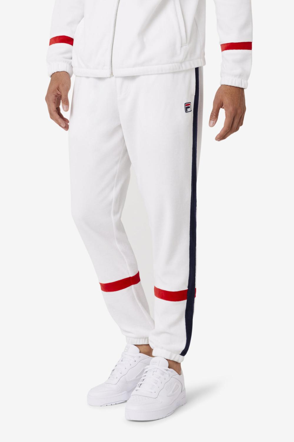 Men Pants &amp; Shorts | FILA Ravid Velour Pant 100 WHITE / FILA NAVY / FILA RED