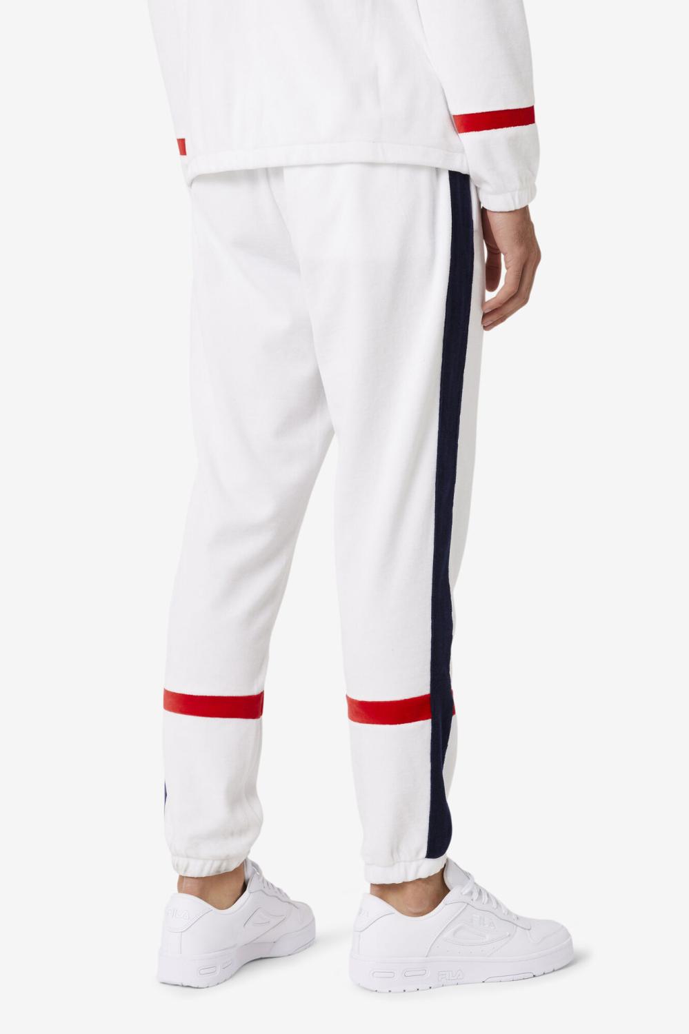 Men Pants &amp; Shorts | FILA Ravid Velour Pant 100 WHITE / FILA NAVY / FILA RED