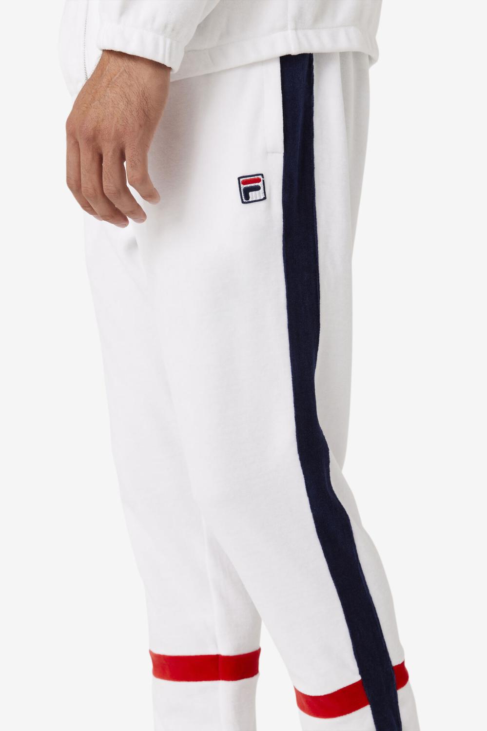 Men Pants &amp; Shorts | FILA Ravid Velour Pant 100 WHITE / FILA NAVY / FILA RED