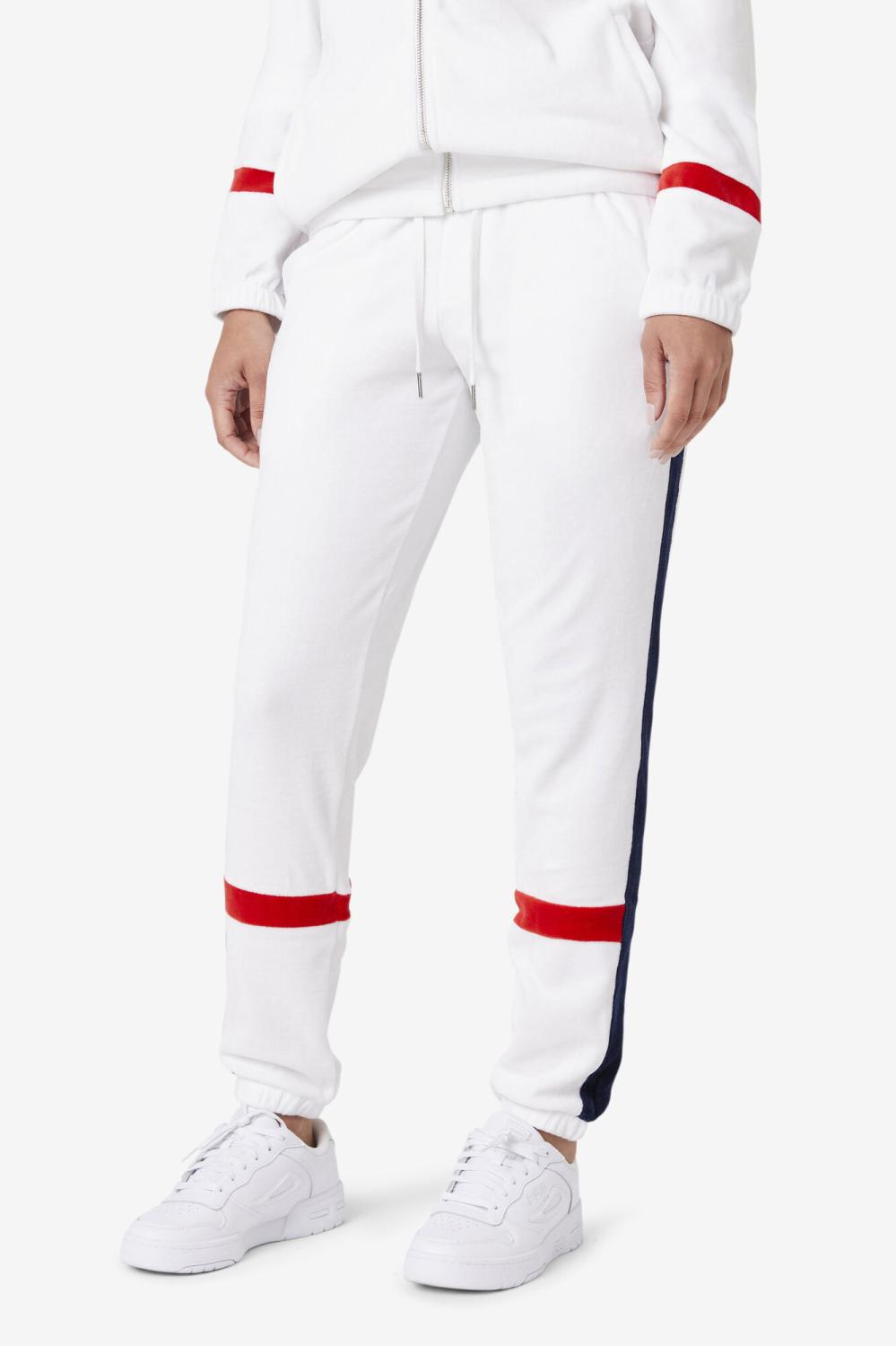 Men Pants &amp; Shorts | FILA Ravid Velour Pant 100 WHITE / FILA NAVY / FILA RED