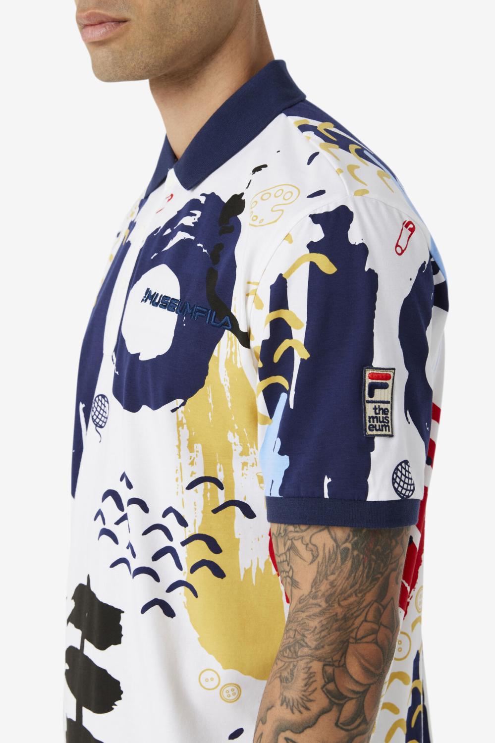 Men Polo &amp; Rugby Shirts | FILA FILA X The Museum Printed Polo 100 WHITE / PEACOAT / RED