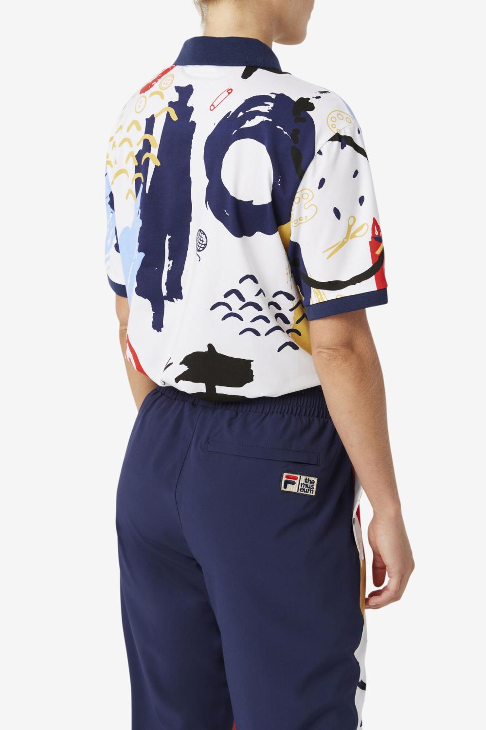 Men Polo &amp; Rugby Shirts | FILA FILA X The Museum Printed Polo 100 WHITE / PEACOAT / RED