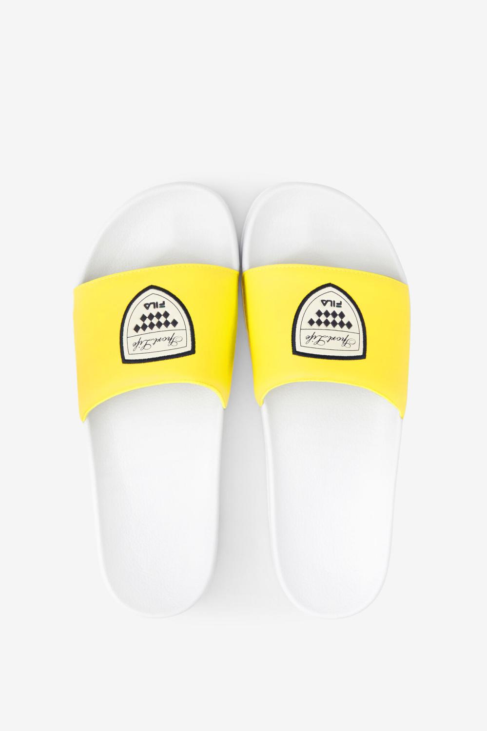 Men Sandals &amp; Slides | FILA Men's Drifter CC 138 WHITE / BLAZING YELLOW / FILA NAVY