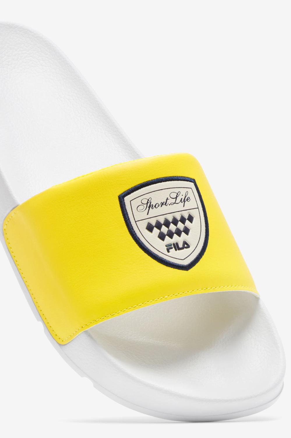 Men Sandals &amp; Slides | FILA Men's Drifter CC 138 WHITE / BLAZING YELLOW / FILA NAVY