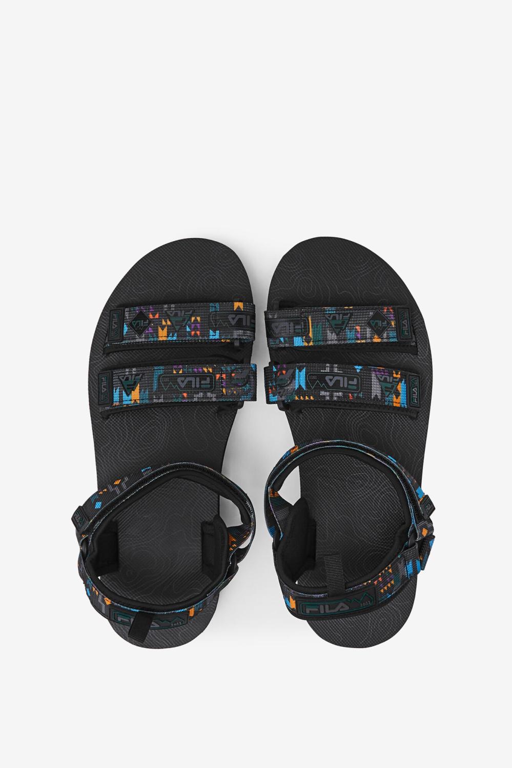 Men Sandals &amp; Slides | FILA Men's Drifter DNS 041 BLACK / JUNE BUG / SAFFRON