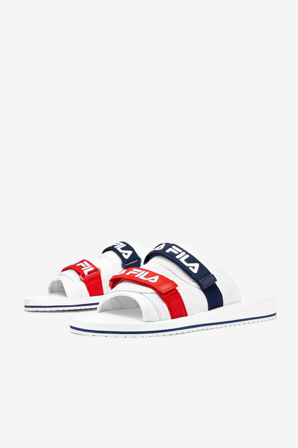 Men Sandals &amp; Slides | FILA Men's Utility Silde 125 WHITE / NAVY / RED