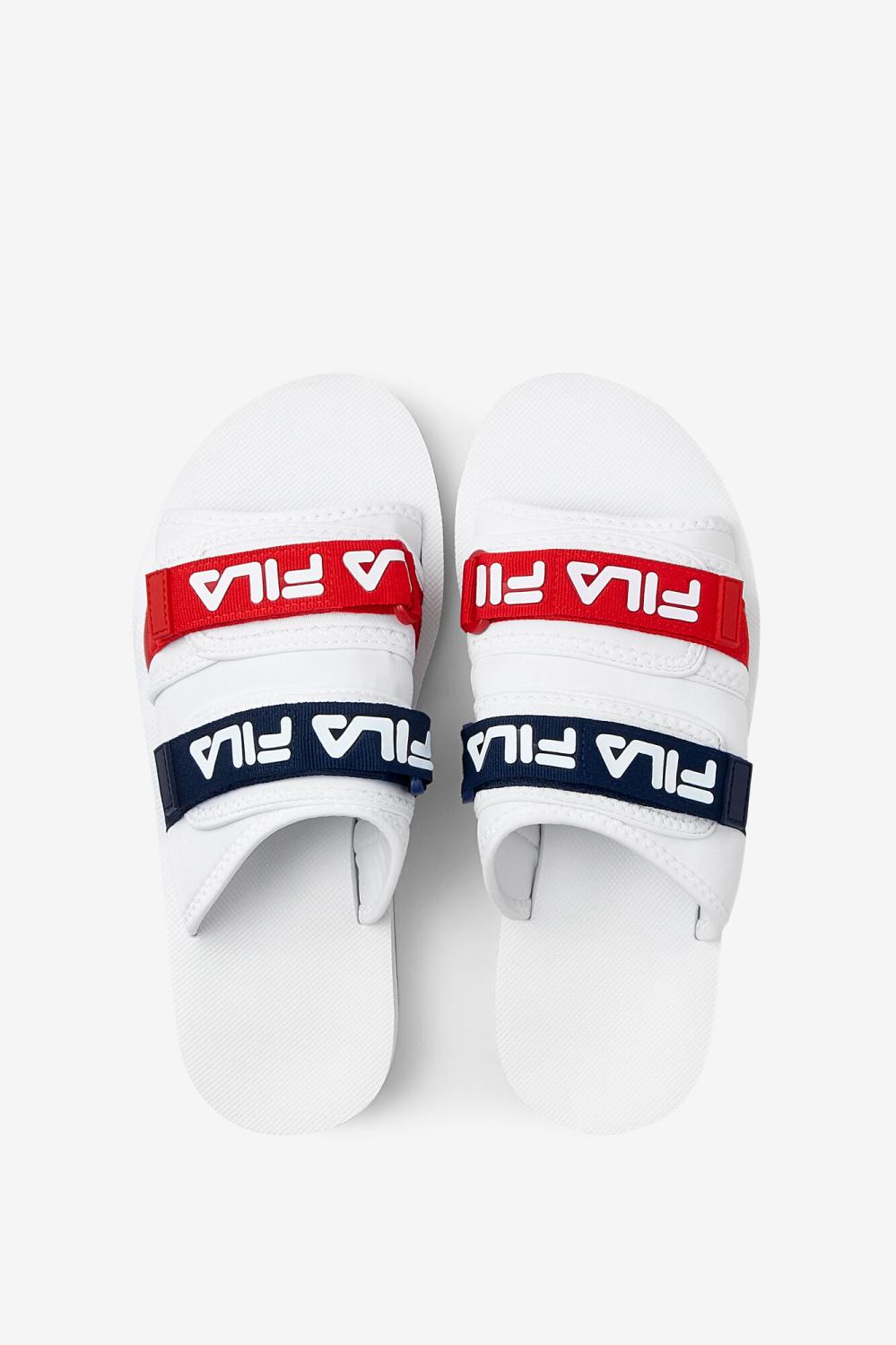 Men Sandals &amp; Slides | FILA Men's Utility Silde 125 WHITE / NAVY / RED