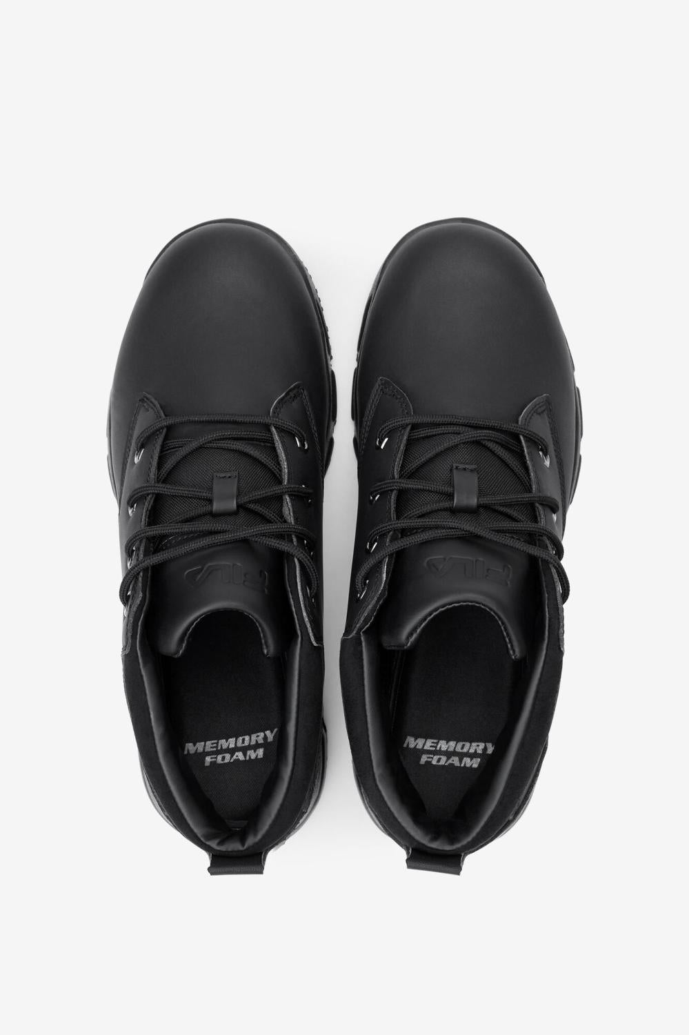 Men Slip Resistant Shoes | FILA Men's Memory Mike Mid Slip Resistant Shoe 001 BLACK / BLACK / METALLIC SILVER