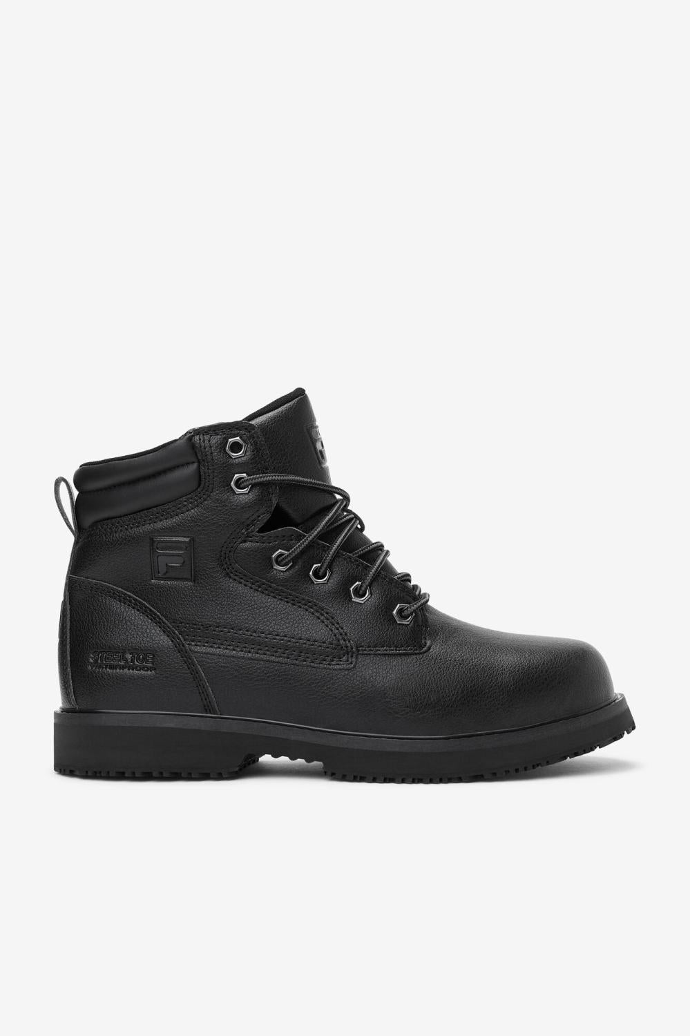 Men Steel Toe Shoes | FILA Men's Landing Steel Slip Resistant Steel Toe Boot BLK/BLK/BLK