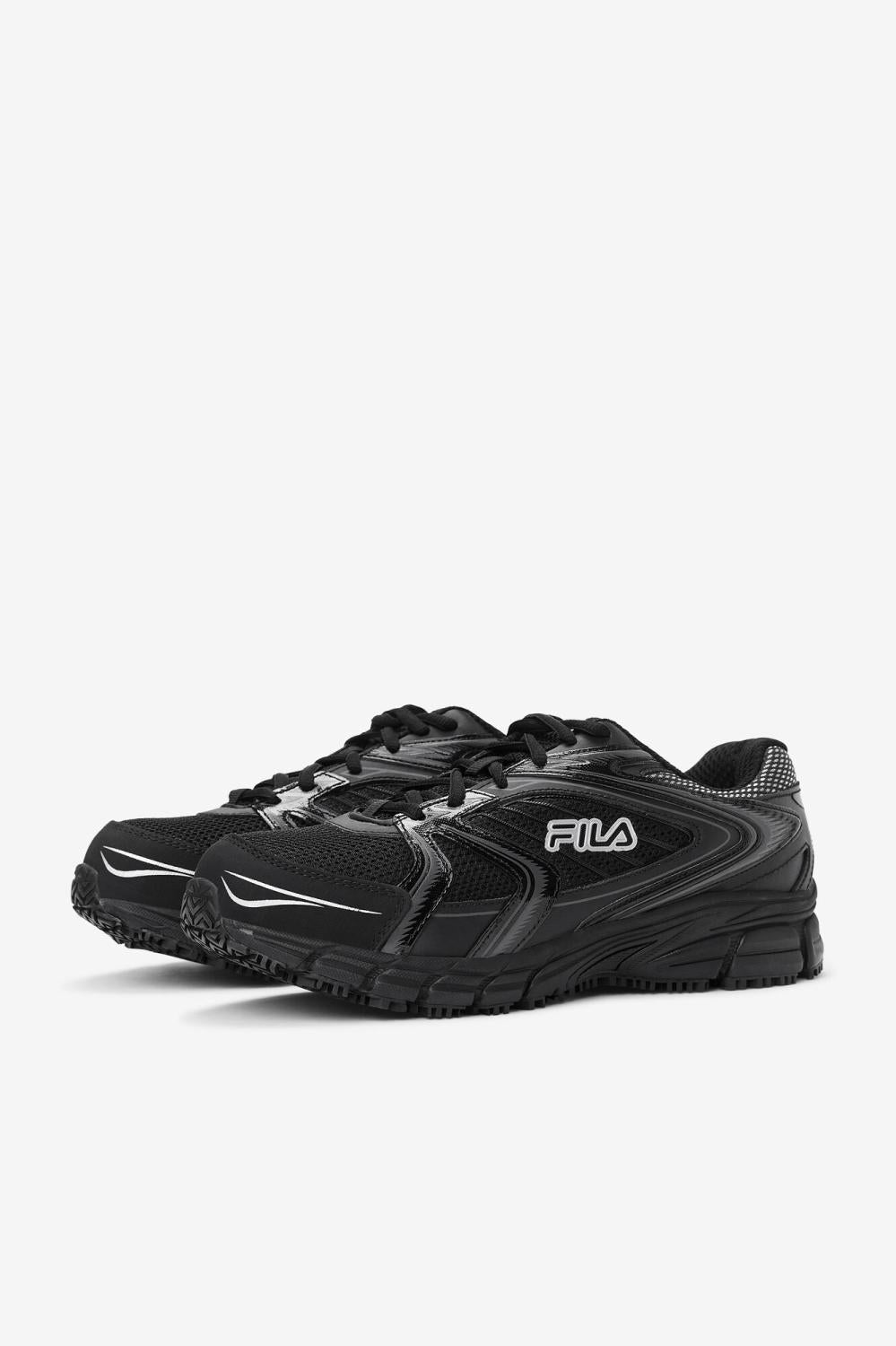 Men Steel Toe Shoes | FILA Men's Memory Reckoning 7 Slip Resistant Steel Toe Shoe 010 BLACK / BLACK / METALLIC SILVER