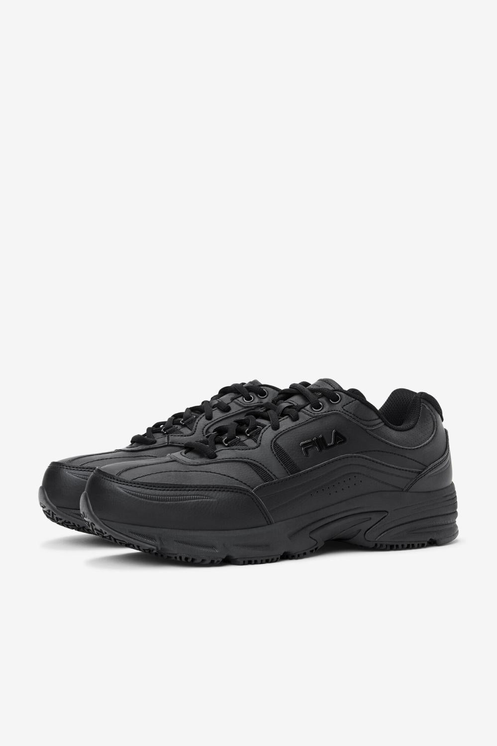 Men Steel Toe Shoes | FILA Men's Memory Workshift Slip Resistant Steel Toe Shoe 001 BLACK / BLACK / BLACK