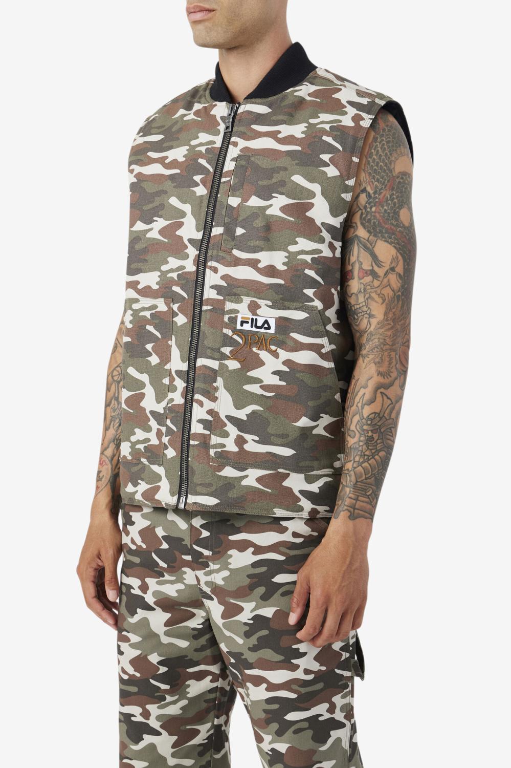 Men Sweaters &amp; Outerwear | FILA 2Pac Vest 373 CAMO PRINT / BLACK