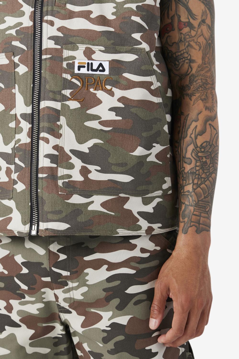 Men Sweaters &amp; Outerwear | FILA 2Pac Vest 373 CAMO PRINT / BLACK