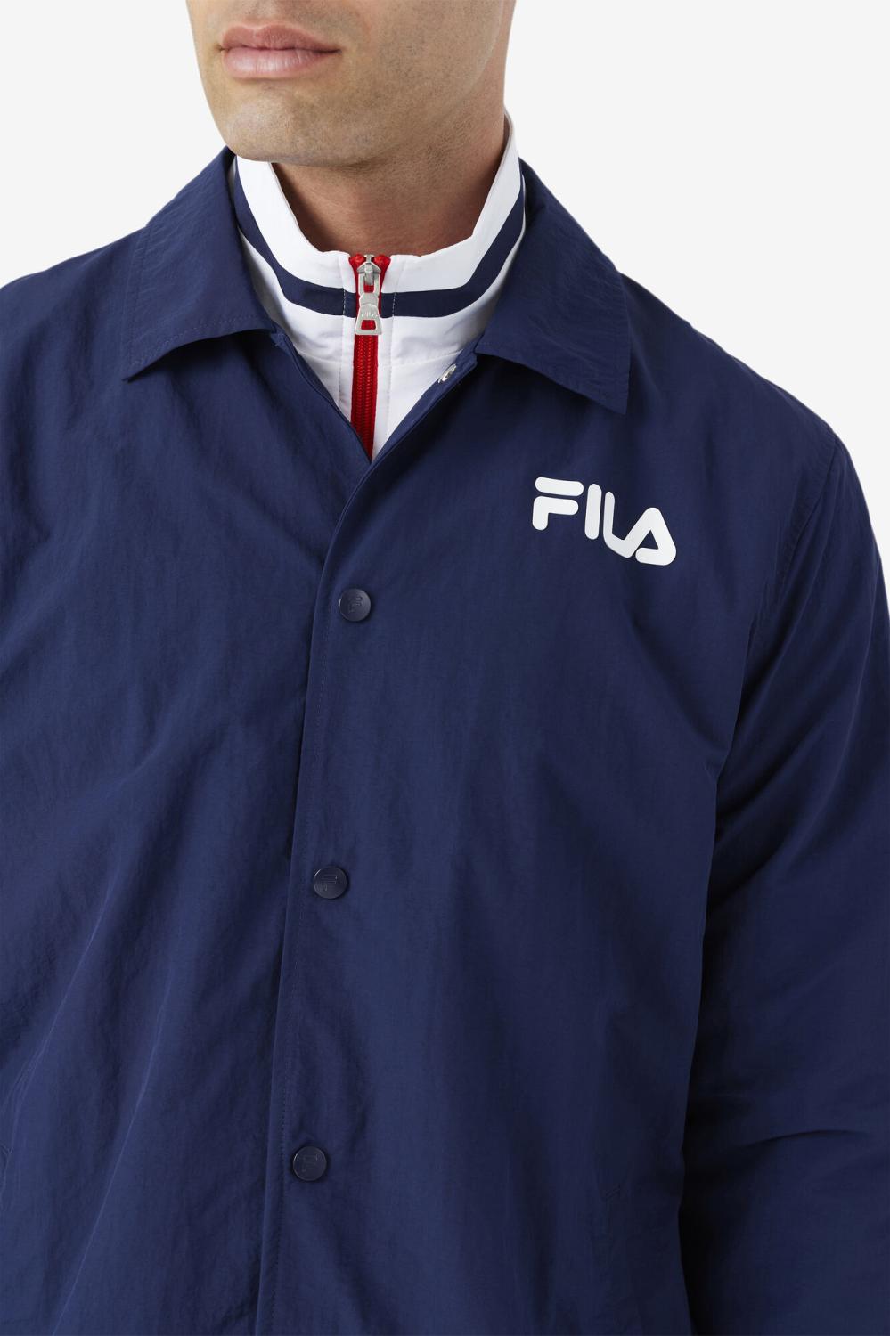 Men Sweaters &amp; Outerwear | FILA Coaches Jacket 412 FILA NAVY