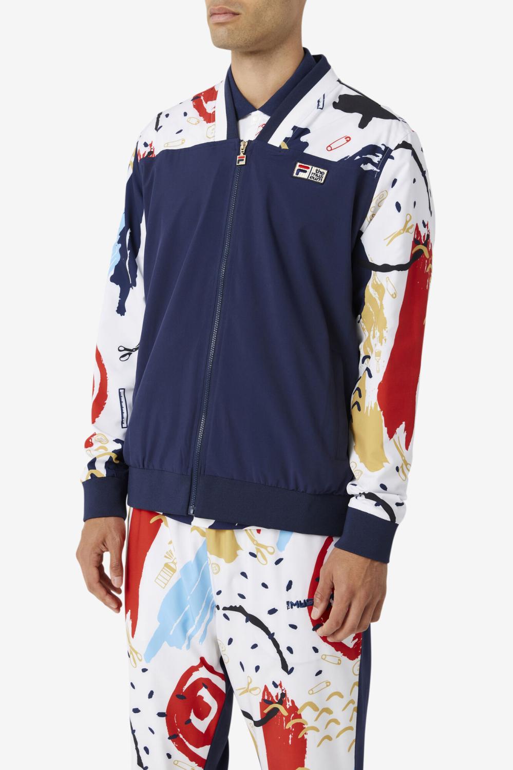 Men Sweaters &amp; Outerwear | FILA FILA X The Museum Printed Track Jacket 410 PEACOAT / WHITE / RED