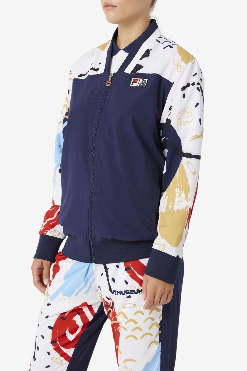 Men Sweaters &amp; Outerwear | FILA FILA X The Museum Printed Track Jacket 410 PEACOAT / WHITE / RED