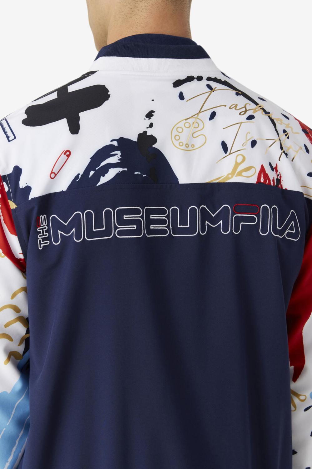 Men Sweaters &amp; Outerwear | FILA FILA X The Museum Printed Track Jacket 410 PEACOAT / WHITE / RED
