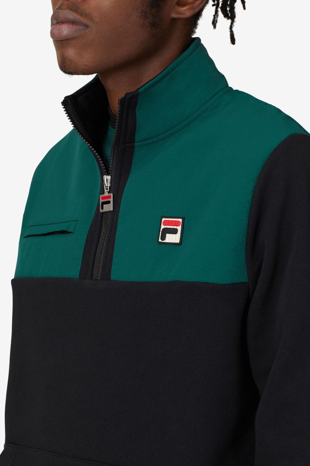 Men Sweaters &amp; Outerwear | FILA Francisco Fleece Jacket 001 BLACK / JUNE BUG / GOLDEN GLOW