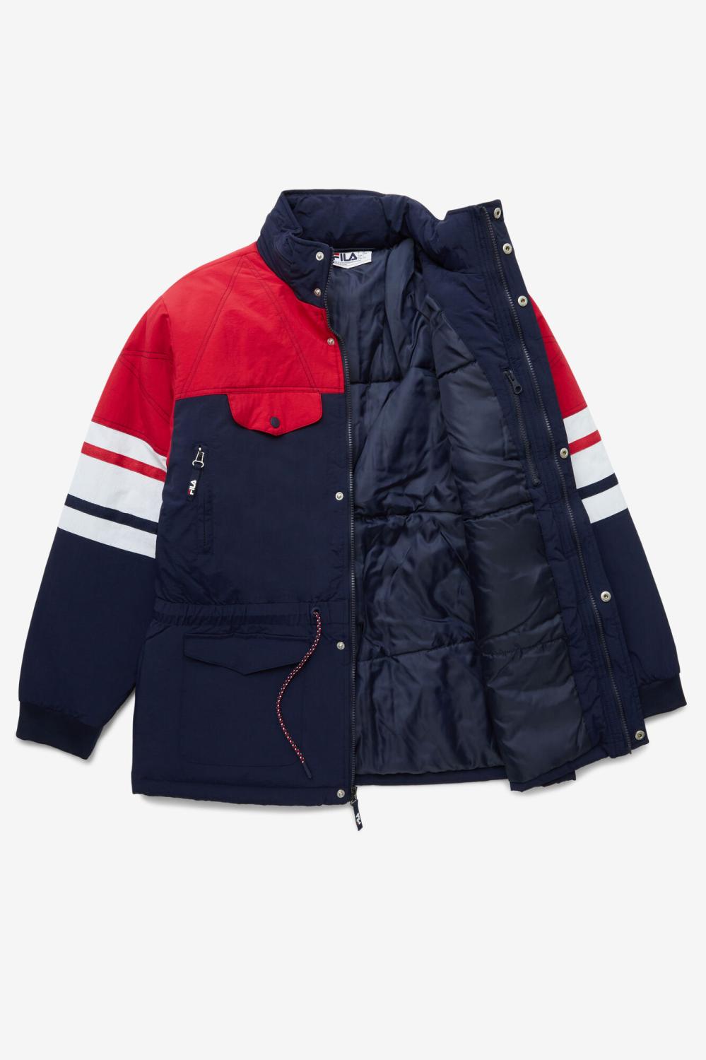 Men Sweaters &amp; Outerwear | FILA Golia Parka Jacket 410 PEACOAT / RED / WHITE