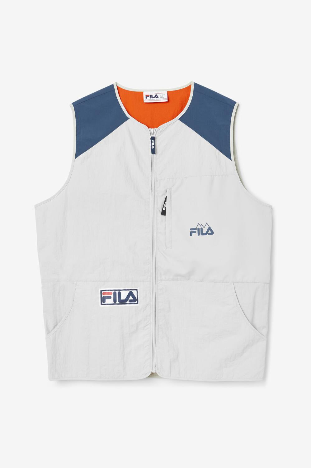 Men Sweaters &amp; Outerwear | FILA Hansi Vest 149 PUMICE STONE / FRENCH NAVY / CHERRY TOMATO