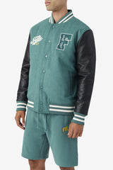Men Sweaters &amp; Outerwear | FILA Josh Varsity Jacket 320 BLUE SPRUCE / BLACK