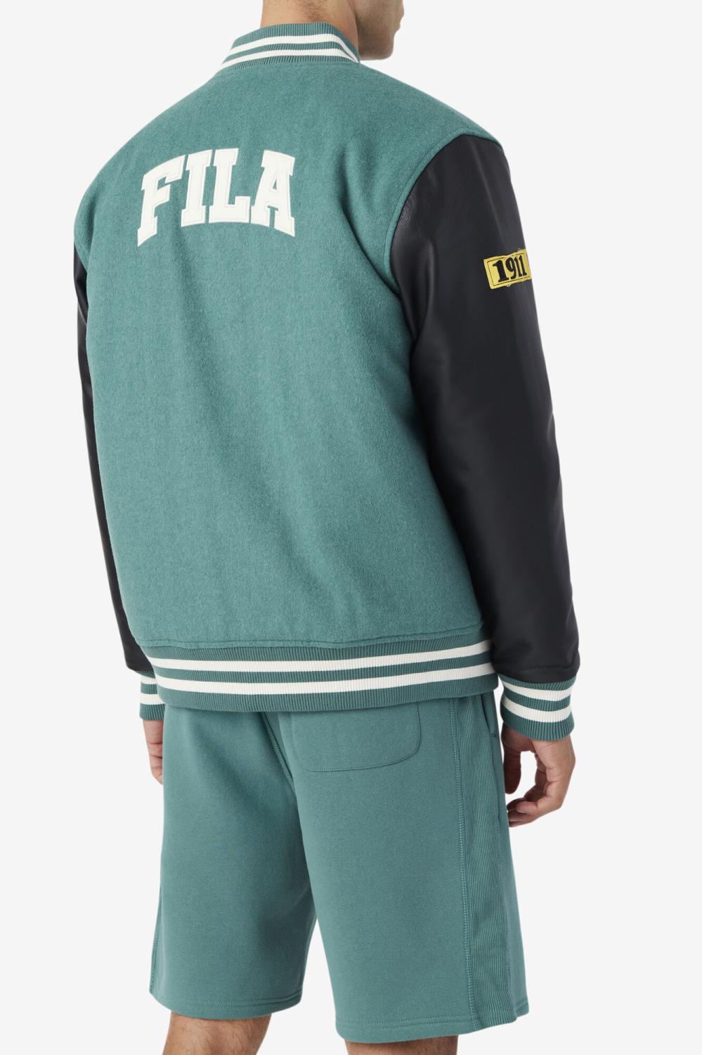 Men Sweaters &amp; Outerwear | FILA Josh Varsity Jacket 320 BLUE SPRUCE / BLACK