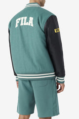 Men Sweaters &amp; Outerwear | FILA Josh Varsity Jacket 320 BLUE SPRUCE / BLACK