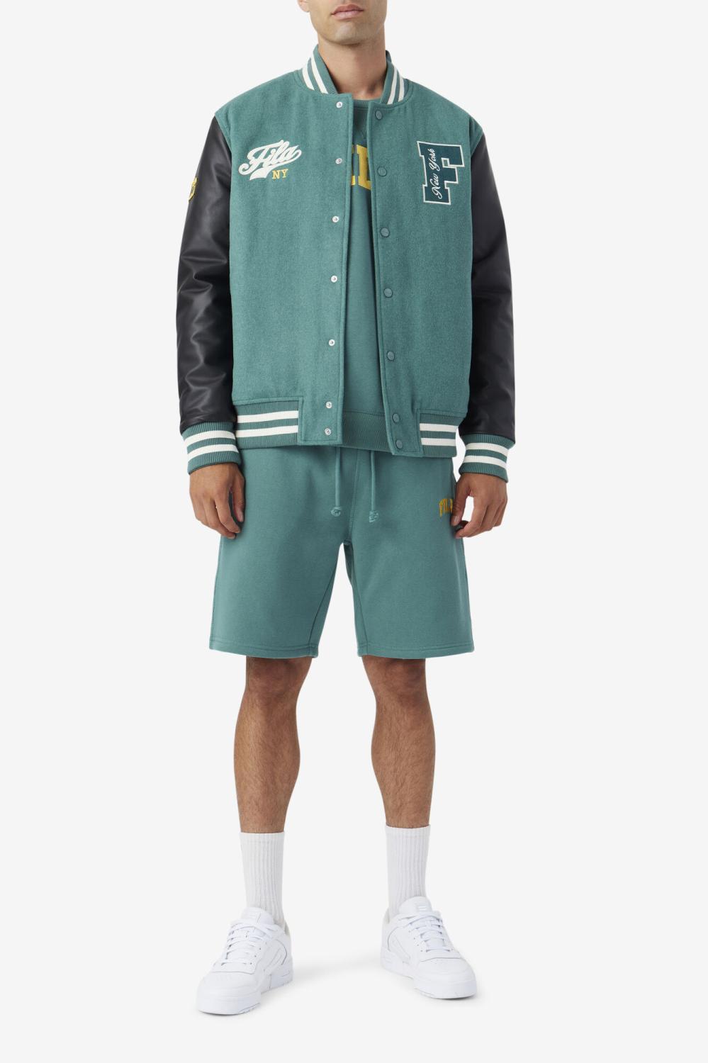 Men Sweaters &amp; Outerwear | FILA Josh Varsity Jacket 320 BLUE SPRUCE / BLACK