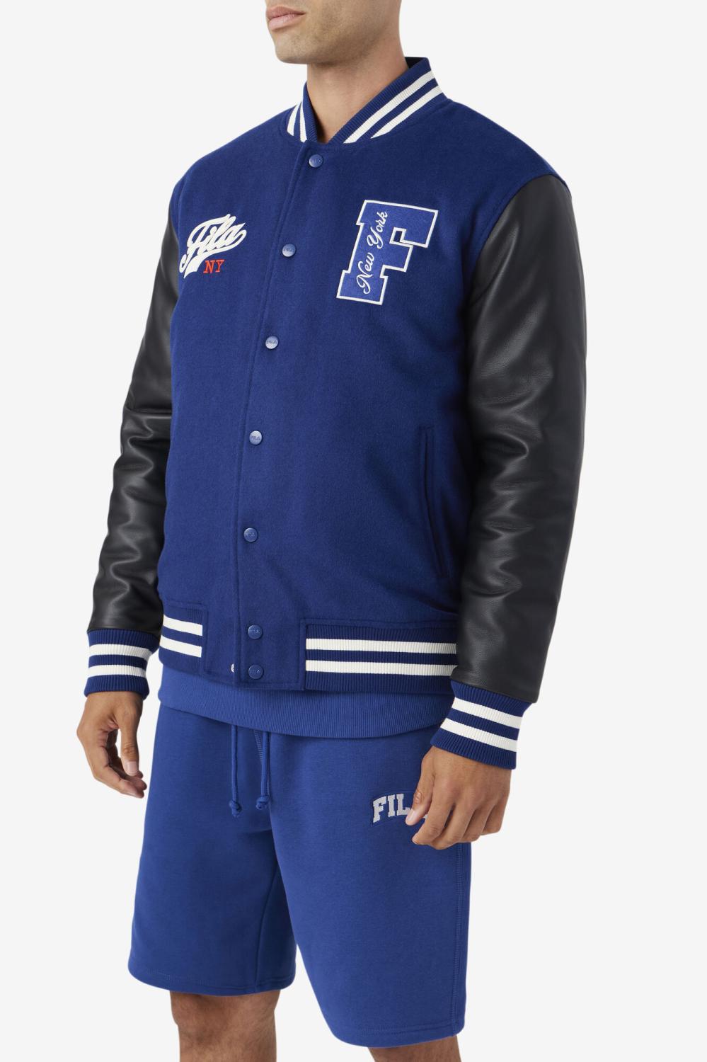 Men Sweaters &amp; Outerwear | FILA Josh Varsity Jacket 475 TWILIGHT BLUE / BLACK