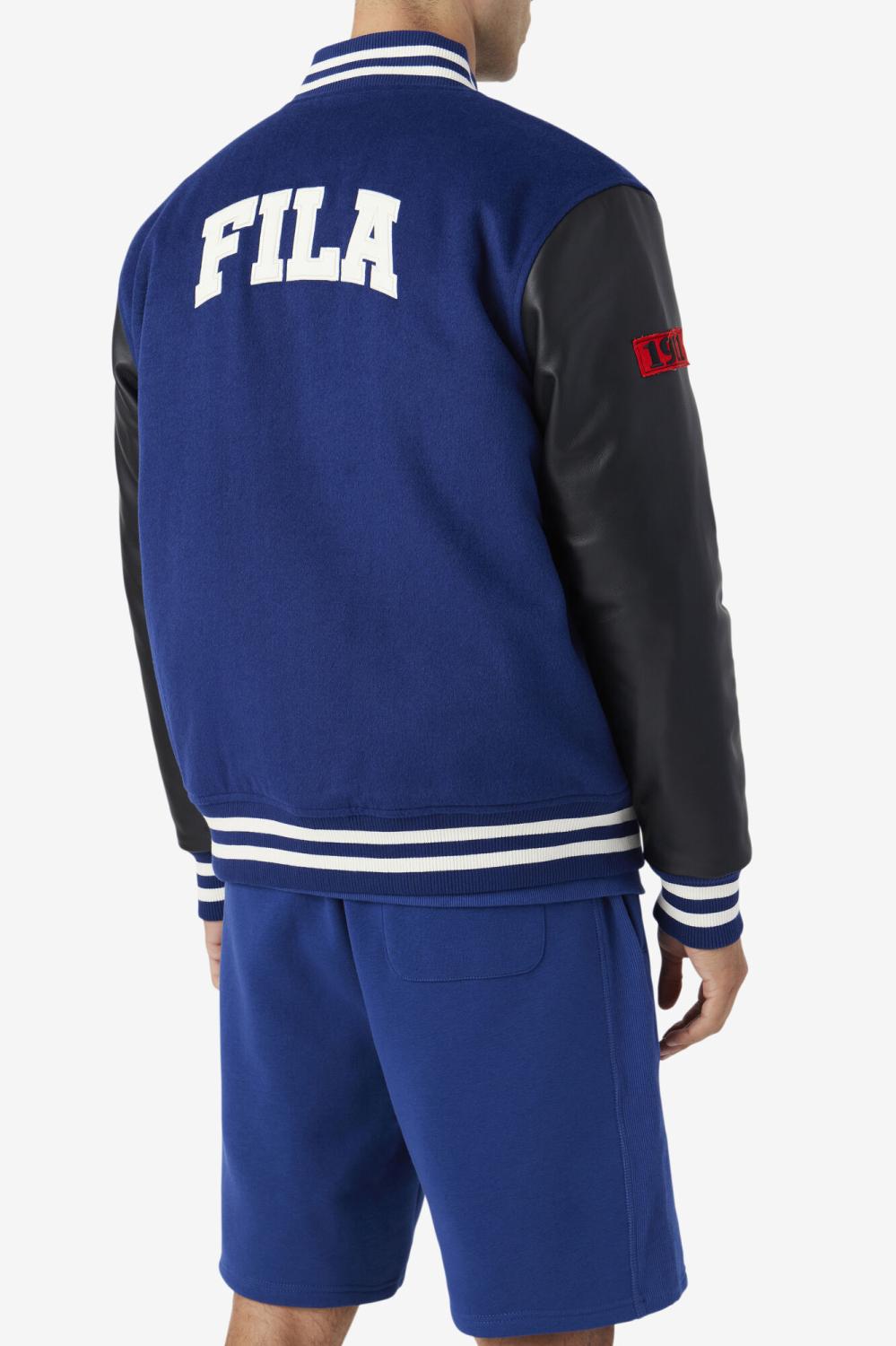 Men Sweaters &amp; Outerwear | FILA Josh Varsity Jacket 475 TWILIGHT BLUE / BLACK