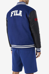 Men Sweaters &amp; Outerwear | FILA Josh Varsity Jacket 475 TWILIGHT BLUE / BLACK