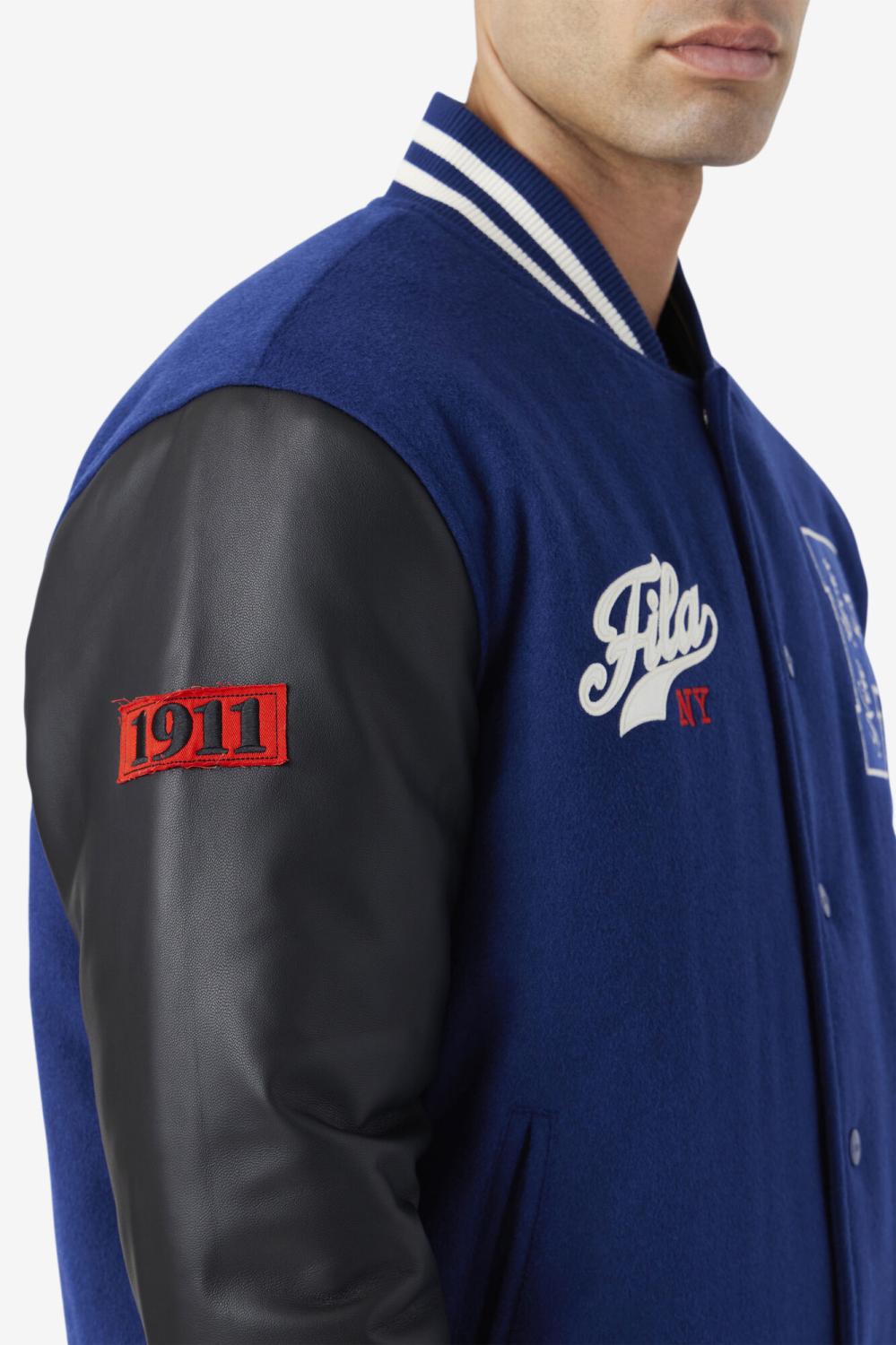 Men Sweaters &amp; Outerwear | FILA Josh Varsity Jacket 475 TWILIGHT BLUE / BLACK
