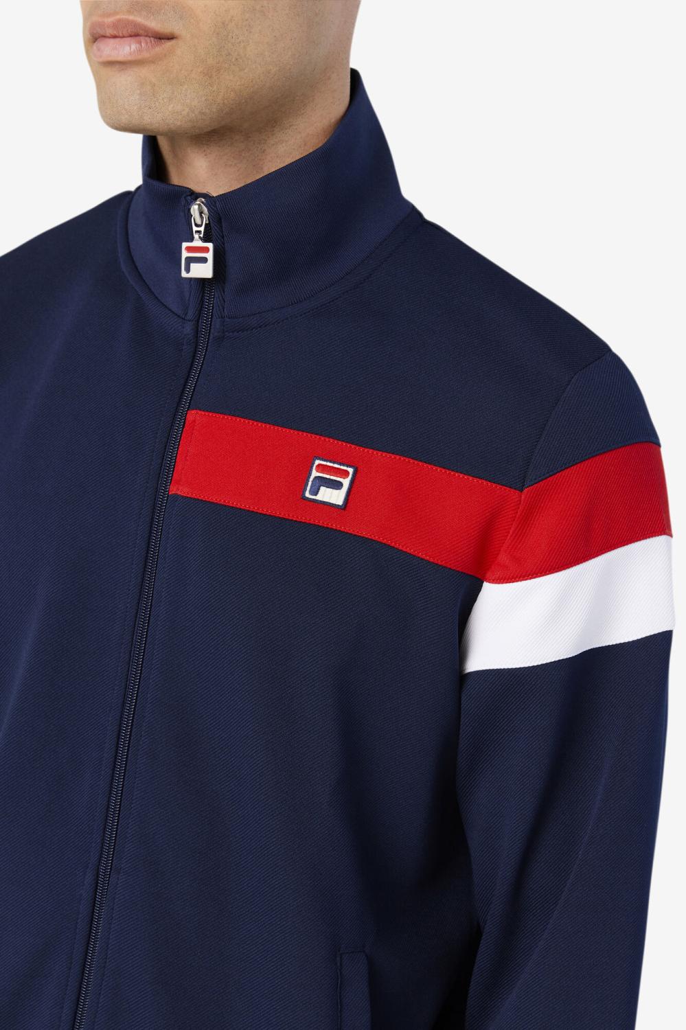 Men Sweaters &amp; Outerwear | FILA Malcolm Track Jacket 410 PEACOAT / RED / WHITE