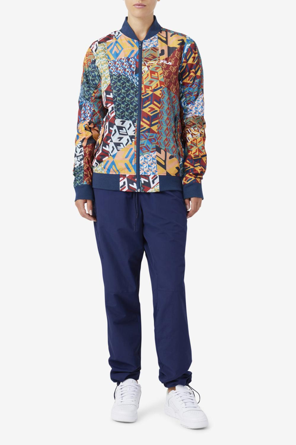 Men Sweaters &amp; Outerwear | FILA Mav Bomber Jacket 933 MOONLIT OCEAN / RADIAN YELLOW / WHITE PRINT