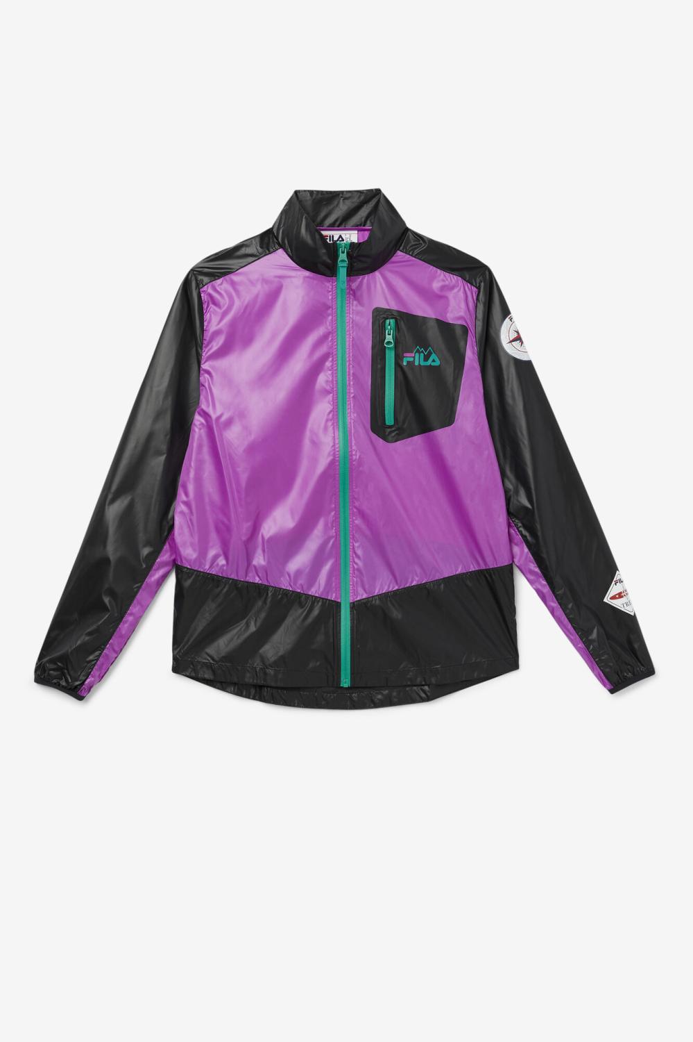 Men Sweaters &amp; Outerwear | FILA Pinnacle Jacket 556 PURPLE / BLACK / GREEN