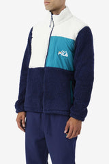 Men Sweaters &amp; Outerwear | FILA Ravi Sherpa Jacket 172 EGRET / FILA NAVY / DEEP LAKE