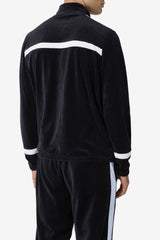 Men Sweaters &amp; Outerwear | FILA Ravid Velour Jacket 001 BLACK / WHITE / SKYWAY