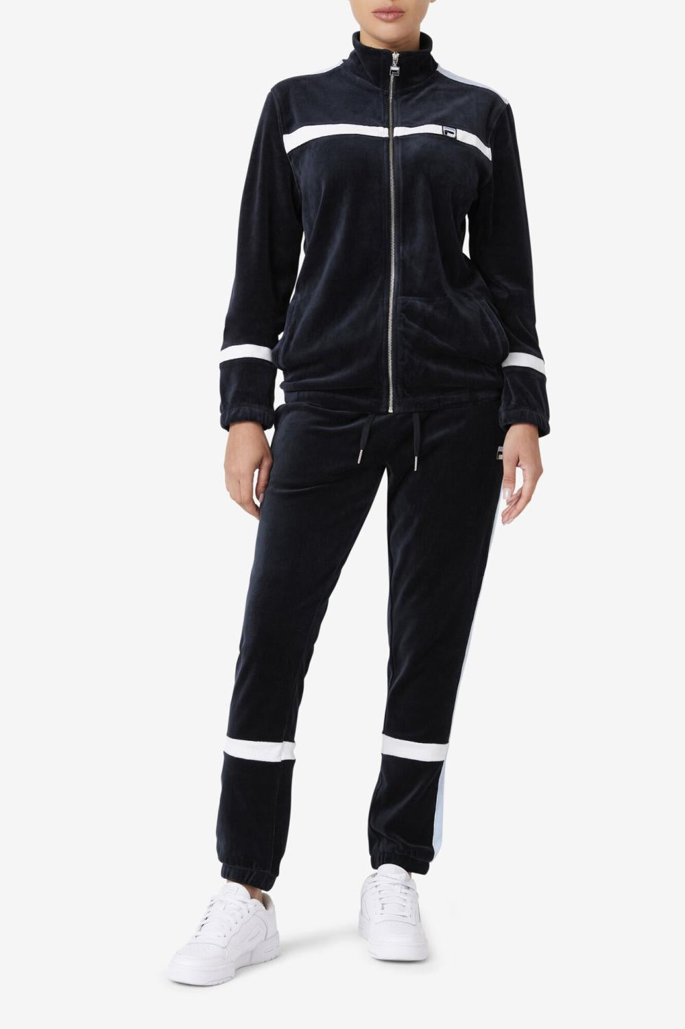 Men Sweaters &amp; Outerwear | FILA Ravid Velour Jacket 001 BLACK / WHITE / SKYWAY