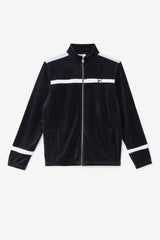 Men Sweaters &amp; Outerwear | FILA Ravid Velour Jacket 001 BLACK / WHITE / SKYWAY