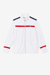 Men Sweaters &amp; Outerwear | FILA Ravid Velour Jacket 100 WHITE / FILA RED / FILA NAVY