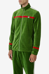 Men Sweaters &amp; Outerwear | FILA Ravid Velour Jacket 341 FORMAL GARDEN / WHITE / FILA RED