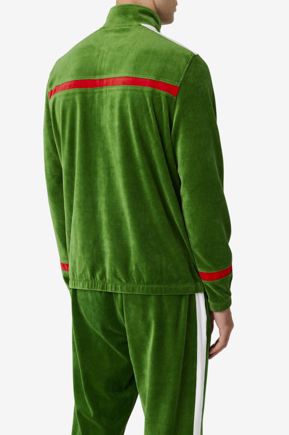 Men Sweaters &amp; Outerwear | FILA Ravid Velour Jacket 341 FORMAL GARDEN / WHITE / FILA RED