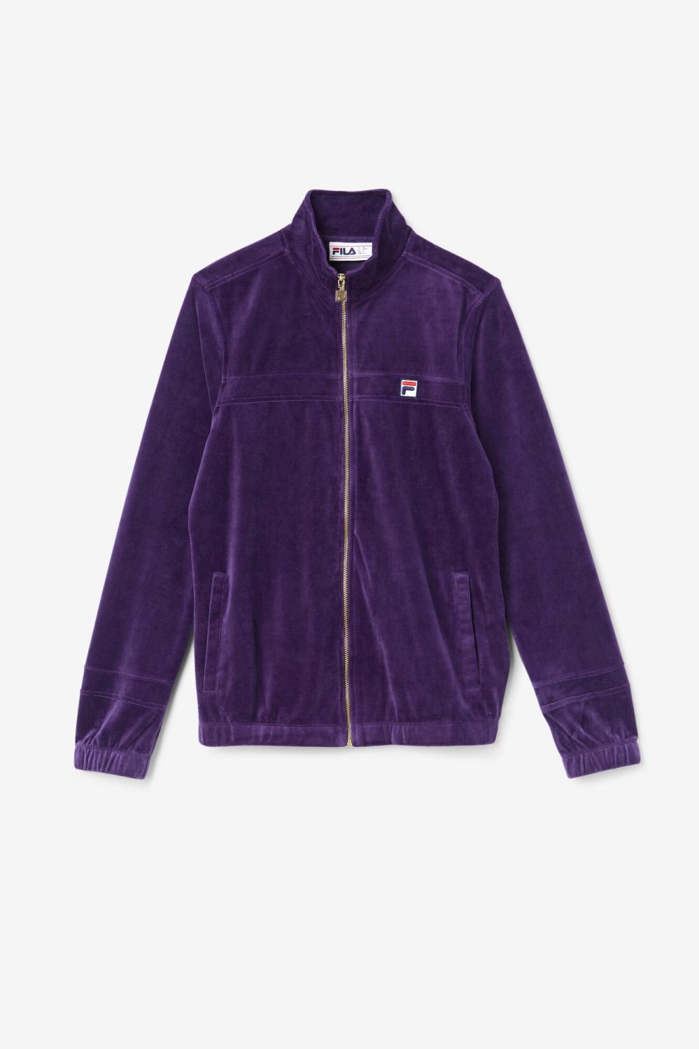 Men Sweaters &amp; Outerwear | FILA Ravid Velour Jacket 581 BLACKBERRY CORDIAL