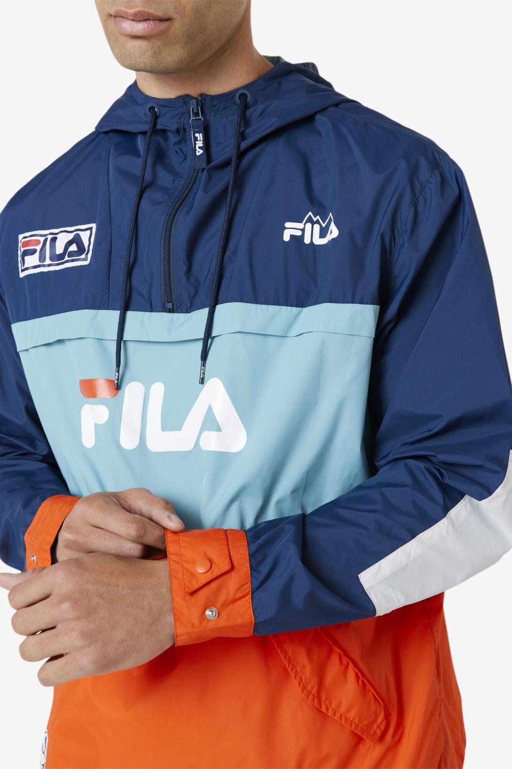 Men Sweaters &amp; Outerwear | FILA Tharu Windjacket 934 FRENCH NAVY / BAYOU / CHERRY TOMATO