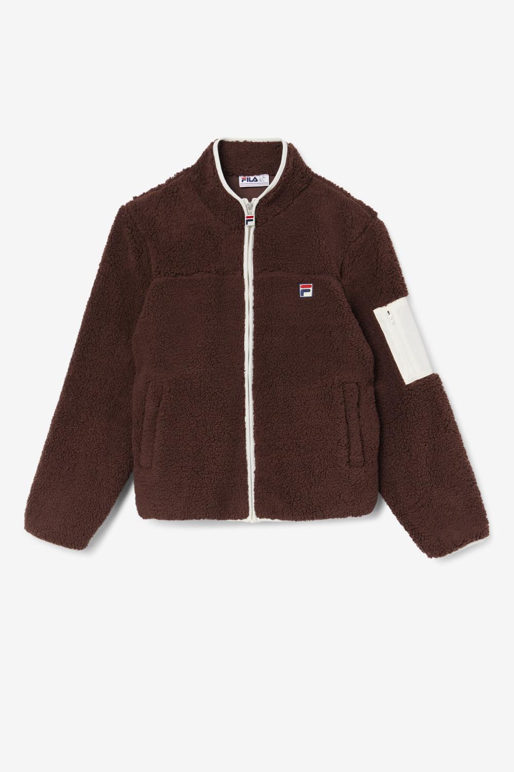 Men Sweaters &amp; Outerwear | FILA Yale Sherpa Jacket 206 BROWN STONE / EGRET