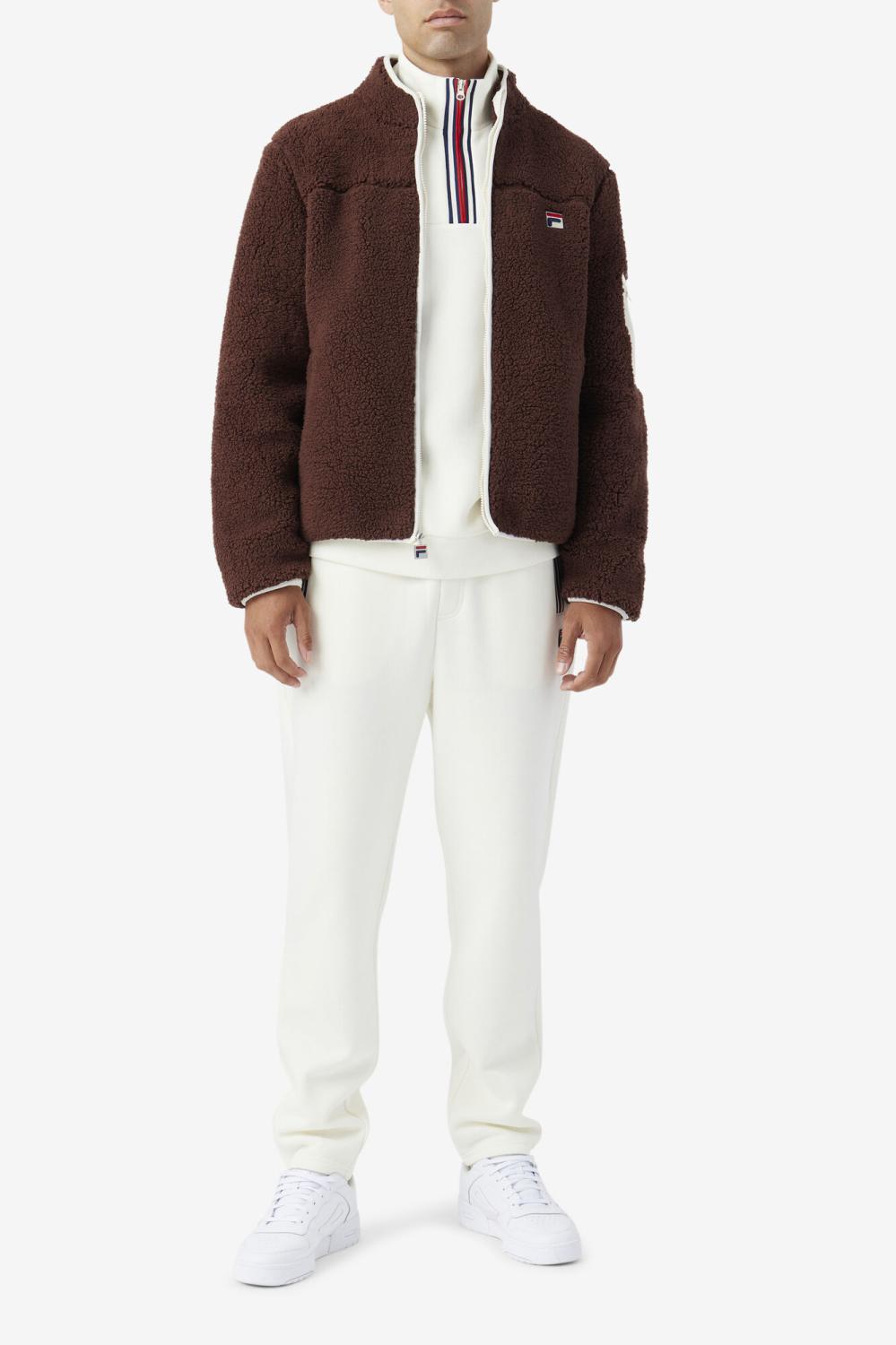 Men Sweaters &amp; Outerwear | FILA Yale Sherpa Jacket 206 BROWN STONE / EGRET