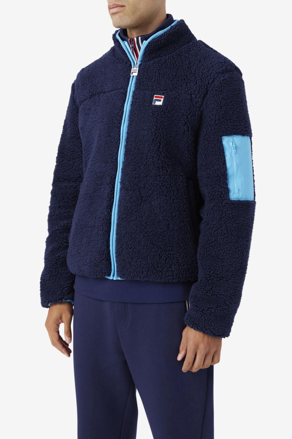 Men Sweaters &amp; Outerwear | FILA Yale Sherpa Jacket 410 FILA NAVY / AQUARIUS