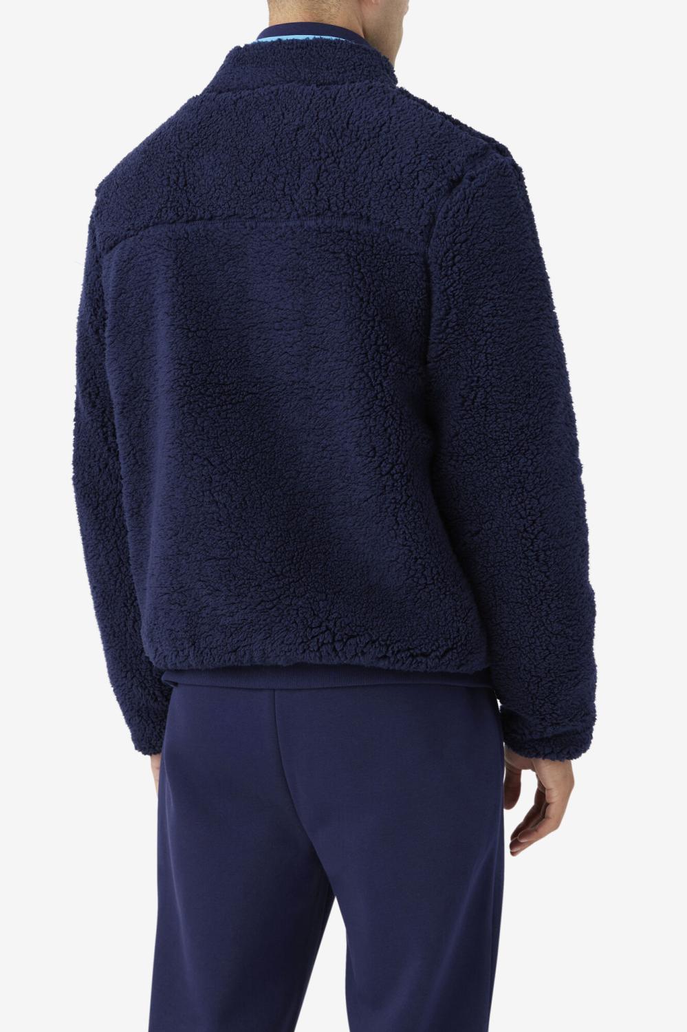Men Sweaters &amp; Outerwear | FILA Yale Sherpa Jacket 410 FILA NAVY / AQUARIUS